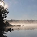 Morning fog over Clydegale Lake, Algonquin Provincial Park, ON