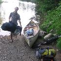 Me unloading the canoe for a portage