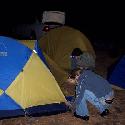 Setting up camp on night of arrival
